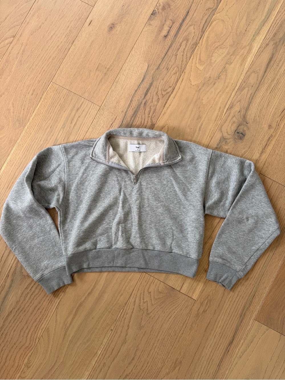 TNA Women's Small Gray Half-Zip Cropped Sweater